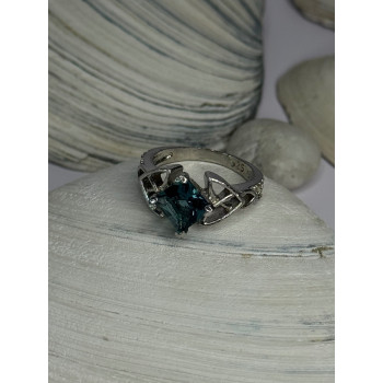 925 Sterling Silver Aquamarine Ring Size 6