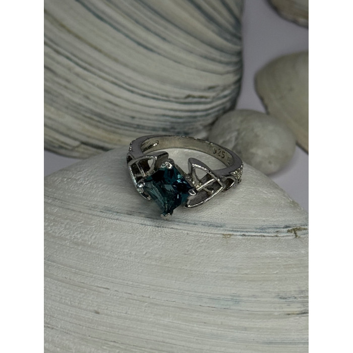 925 Sterling Silver Aquamarine Ring Size 6