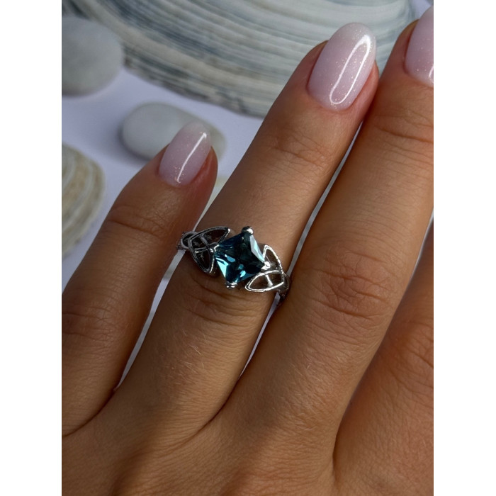925 Sterling Silver Aquamarine Ring Size 6