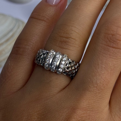 Dyadema Italy 925 Sterling Silver Cz Ring Size 9
