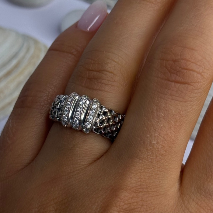 Dyadema Italy 925 Sterling Silver Cz Ring Size 9