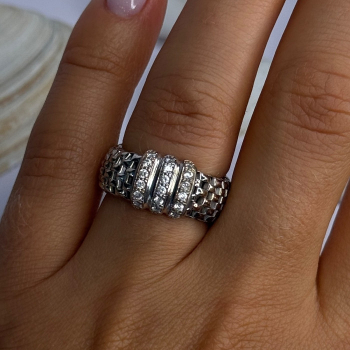 Dyadema Italy 925 Sterling Silver Cz Ring Size 9