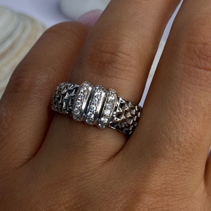 Dyadema Italy 925 Sterling Silver Cz Ring Size 9
