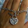 925 Sterling Silver Heart & Key CZ Bracelet Length 7.5