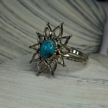 925 Sterling Silver Turquoise Ring Size 8