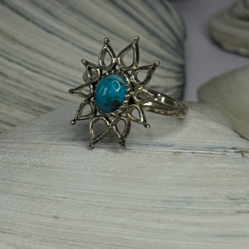 925 Sterling Silver Turquoise Ring Size 8