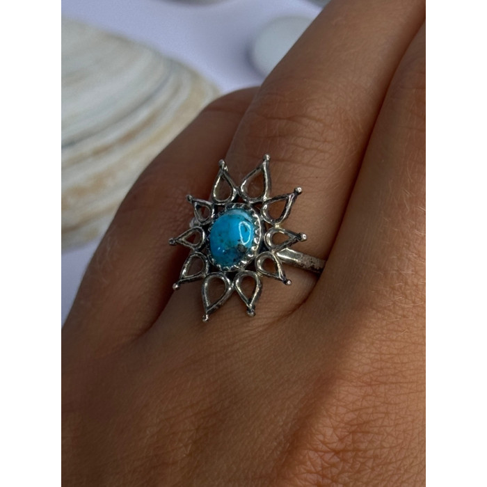 925 Sterling Silver Turquoise Ring Size 8
