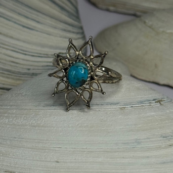 925 Sterling Silver Turquoise Ring Size 8