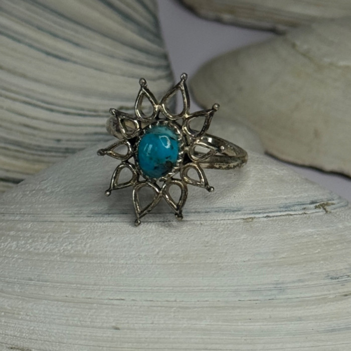 925 Sterling Silver Turquoise Ring Size 8