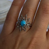 925 Sterling Silver Turquoise Ring Size 8