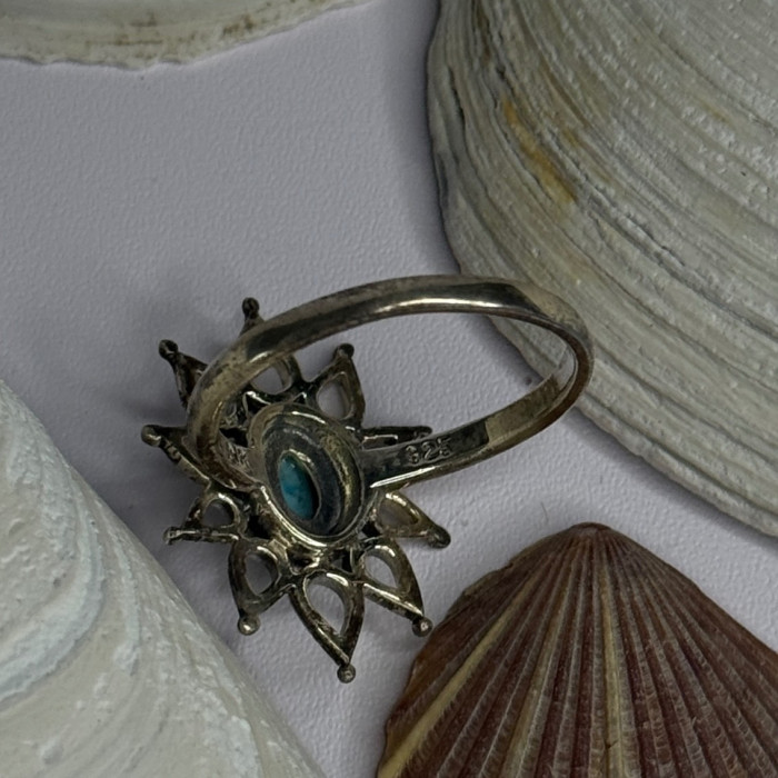 925 Sterling Silver Turquoise Ring Size 8