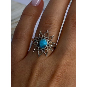 925 Sterling Silver Turquoise Ring Size 8