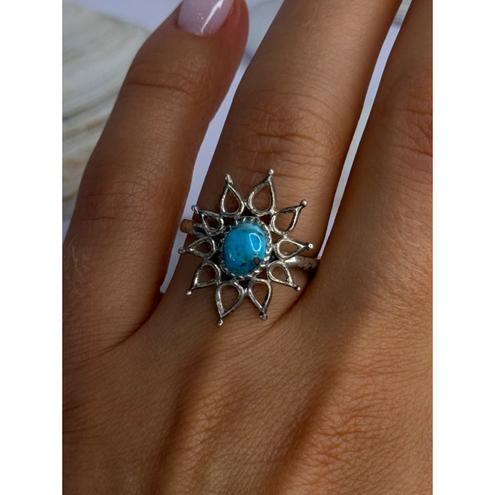 925 Sterling Silver Turquoise Ring Size 8