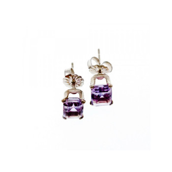 925 Sterling Silver Amethyst Stud Earrings