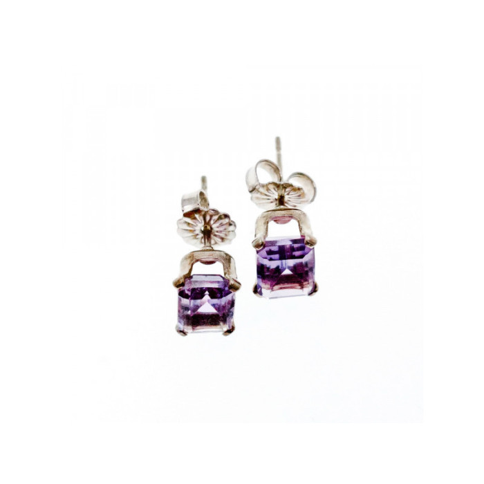 925 Sterling Silver Amethyst Stud Earrings