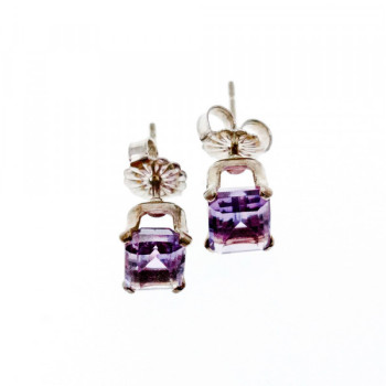 925 Sterling Silver Amethyst Stud Earrings
