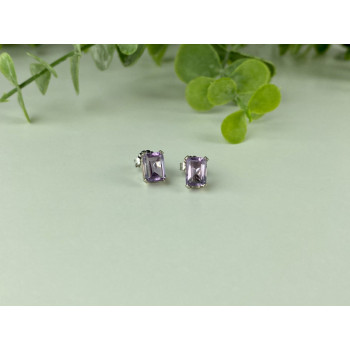 925 Sterling Silver Amethyst Stud Earrings