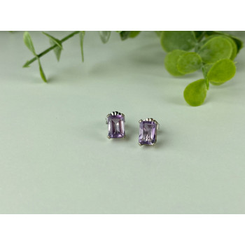 925 Sterling Silver Amethyst Stud Earrings