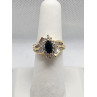 14K YELLOW GOLD SAPPHIRE & DIAMONDS RING  SIZE 5.5