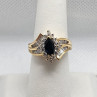 14K Yellow Gold Sapphire & Diamonds Ring Size 5.5