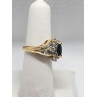 14K YELLOW GOLD SAPPHIRE & DIAMONDS RING  SIZE 5.5
