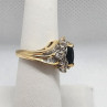 14K Yellow Gold Sapphire & Diamonds Ring Size 5.5