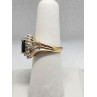14K YELLOW GOLD SAPPHIRE & DIAMONDS RING  SIZE 5.5