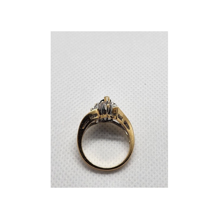 14K YELLOW GOLD SAPPHIRE & DIAMONDS RING  SIZE 5.5