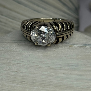 Kabana 925 Sterling Silver Cz Ring Size 6