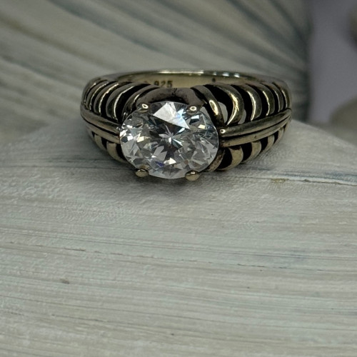 Kabana 925 Sterling Silver Cz Ring Size 6