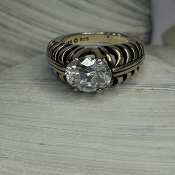 Kabana 925 Sterling Silver Cz Ring Size 6