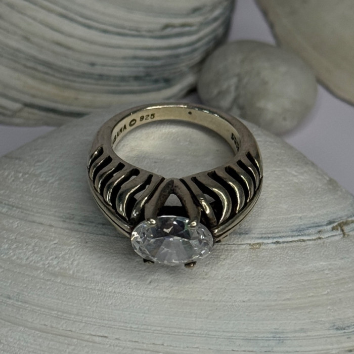 Kabana 925 Sterling Silver Cz Ring Size 6