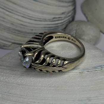 Kabana 925 Sterling Silver Cz Ring Size 6