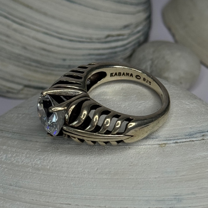 Kabana 925 Sterling Silver Cz Ring Size 6