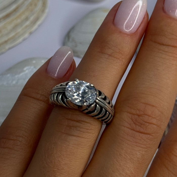 Kabana 925 Sterling Silver Cz Ring Size 6