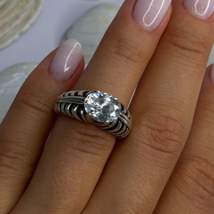 Kabana 925 Sterling Silver Cz Ring Size 6