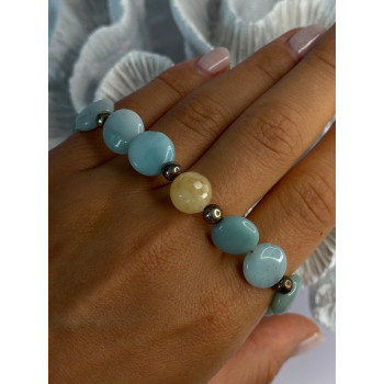 Beautiful 925 Sterling Silver Amazonite Stones Bracelet Length 7.5
