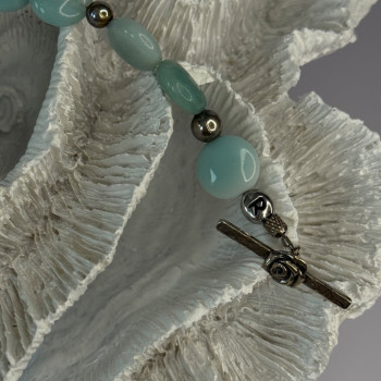 Beautiful 925 Sterling Silver Amazonite Stones Bracelet Length 7.5