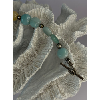 Beautiful 925 Sterling Silver Amazonite Stones Bracelet Length 7.5