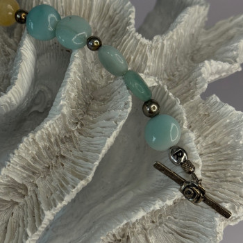 Beautiful 925 Sterling Silver Amazonite Stones Bracelet Length 7.5