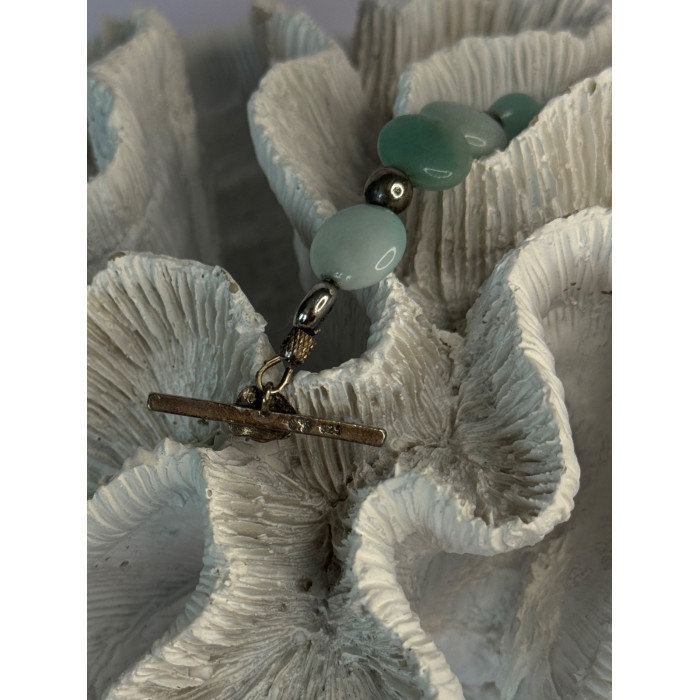 Beautiful 925 Sterling Silver Amazonite Stones Bracelet Length 7.5