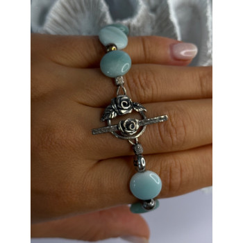 Beautiful 925 Sterling Silver Amazonite Stones Bracelet Length 7.5