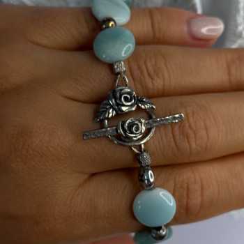 Beautiful 925 Sterling Silver Amazonite Stones Bracelet Length 7.5