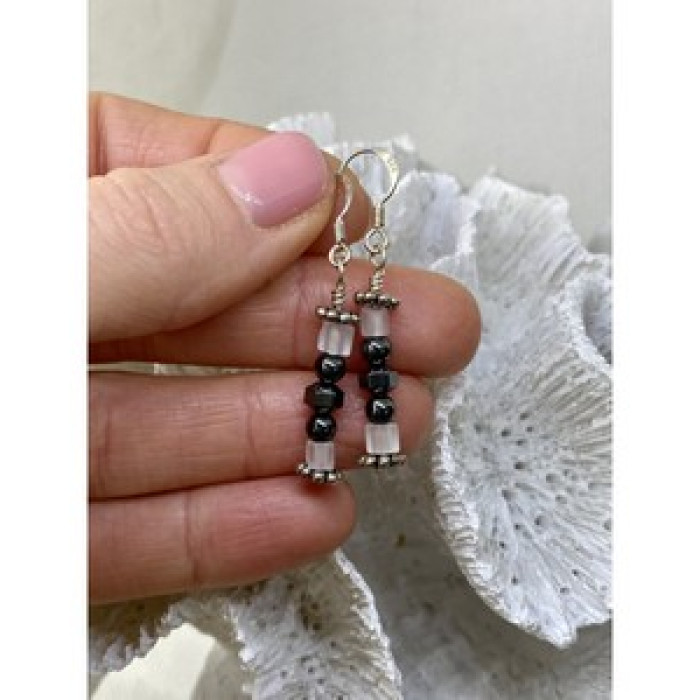 925 Sterling Silver Jewelry Glass Earrings