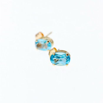 14K YELLOW GOLD TOPAZ STUD EARRINGS