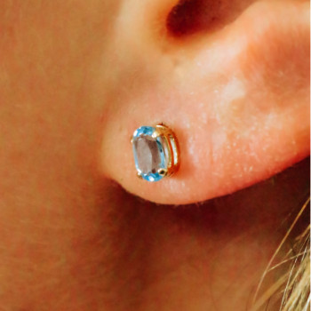 14K YELLOW GOLD TOPAZ STUD EARRINGS
