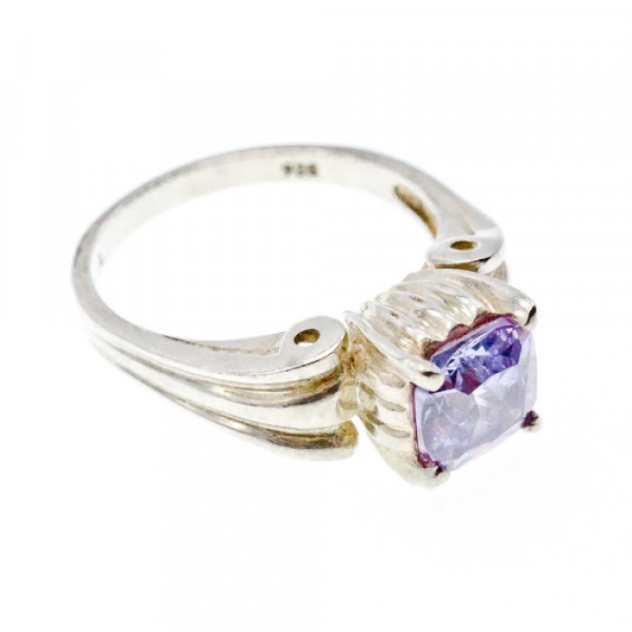 Vintage 925 Sterling Silver Amethyst Ring Size 11.75