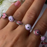 Ati 925 Sterling Silver Pink Evil Eye Bracelet Length 7 Inch