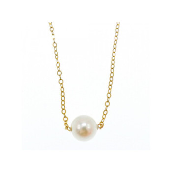CHILDREN'S 14K YELLOW GOLD PEARL CHAIN WITH PENDANT