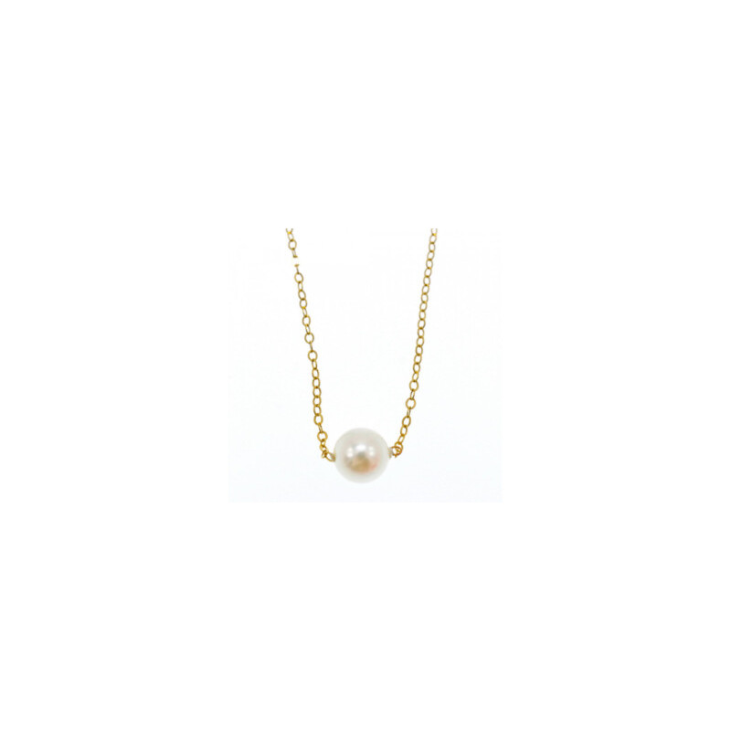 CHILDREN'S 14K YELLOW GOLD PEARL CHAIN WITH PENDANT